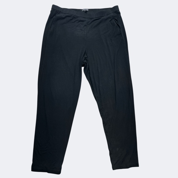 Eileen Fisher Pants Women Large Black Stretch Pull On Tapered Pockets USA - Picture 1 of 6